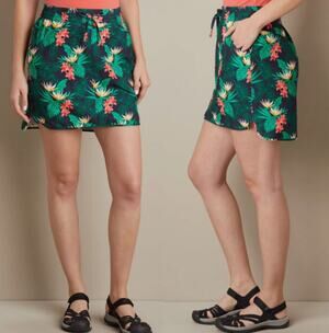 Duluth Trading Co Womens Pier Genius Skirt Plus Size XXL Hawaiian Tropical NEW